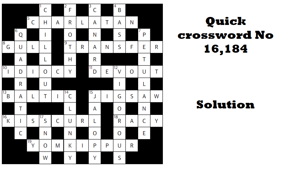 Guardian Quick crossword No 16184 answer